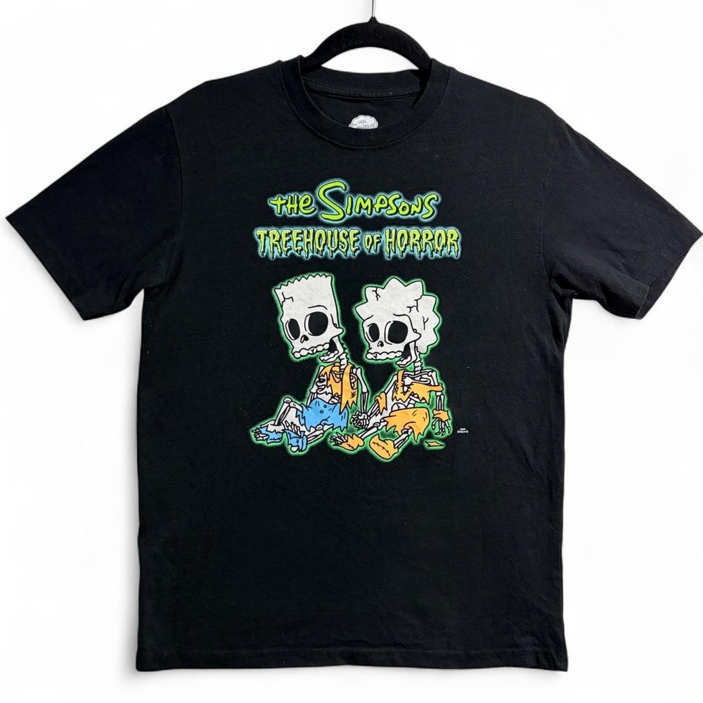 The Simpsons Treehouse of Horror Skeleton Graphic T-Shirt Black Womens Medium